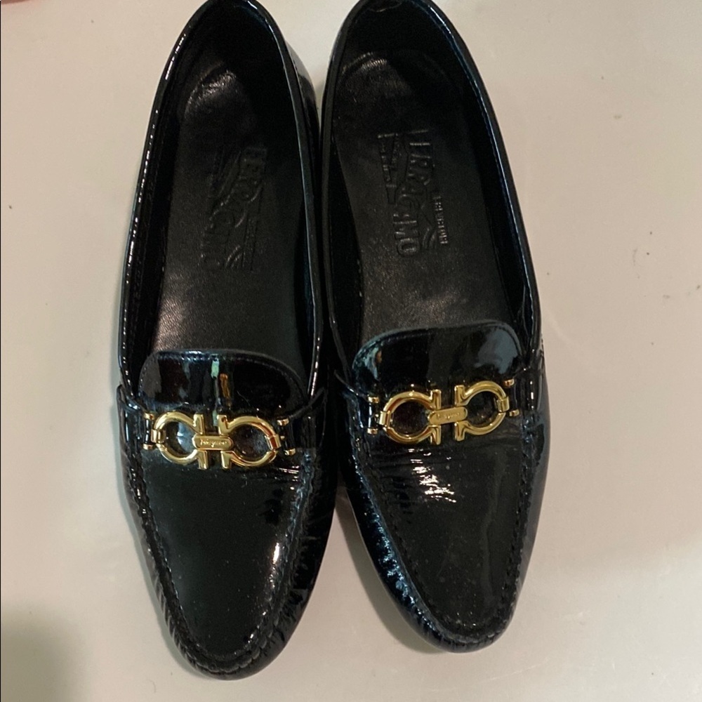 Salvatore Ferragamo Black patent Loafers
